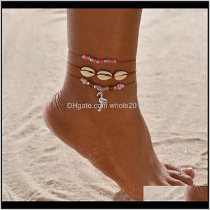 Drop entrega 2021 Shell Gold Tornozlear Jóias de Jóias Barefoot Sanklets Sandal Bracelets For Women Aessories Flamigo Feet Gift Rodets JHYT2