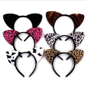 Katzenohren Stirnband Leopard Cartoon Haarband Kinder Mädchen Kopfbedeckung Weihnachten Party Haarschmuck Maskerade Zubehör