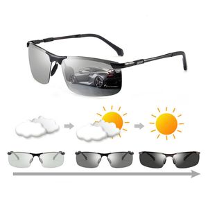 brand Photochromic Sunglasses Men Polarized Chameleon Discoloration Sun glasses for men fashion rimless square sunglasses