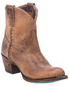 Boots WOMEN'S PLAIN JANE DISTRESSED BROWN BOOTIES - ROUND TOE