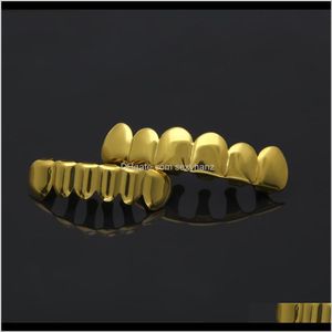 Grillz, grille dentystyczne dostawa ciała 2021 Hip Hop Gold Grillz usta punkowe czapki cosplay impreza raper biżuteria biżuteria złota