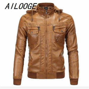 Men's Fur & Faux 2021 Motorcycle Leather Jackets Men Winter Hooded Plus Velvet Clothing Male Coats Casual Style