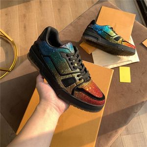Luxus -Designerin Casual Shoes Trainer Line Low -Cut -Sneaker Regenbogen mehrfarbige Top -Qualität mit Box