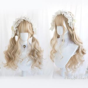 Synthetic Wigs HOUYAN Long Curly Blond Wig Ombre Golden Lolita Dress Up Cosplay Pink