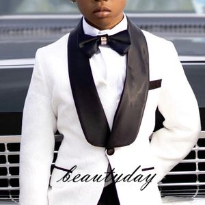 White Kids Formal Wear King Boy's Suits Outfits für Ehering -Träger -Abendessen Geburtstagsfeier 2 Stück Set Jacke (Jacke +Hosen) Gespüre Maße Größe 12