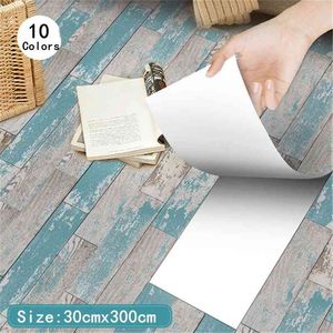 Waterproof Self-Adhesive 3D Wood-Grain Sticker For Floor Kitchen Bathroom PVC Tiles Sticker DIY Home Decor Wallpaper 210705