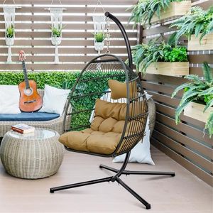 Wholesale chair swings outdoor for sale - Group buy Camp Furniture Foldable Hammock Chair Hanging Metal Swing Seat With Pillows For Garden Indoor Outdoor Portable Swings