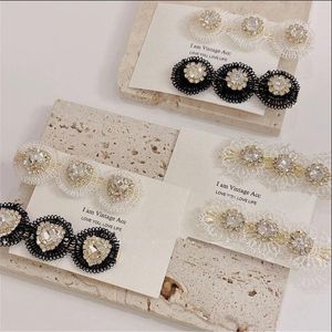 Wholesale black women hair types for sale - Group buy Hair Clips Barrettes AOMU Classic Retro Black White Rhinestone Lace Flower Type Personality Hollow Out Hairpin For Women Accessories