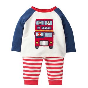 Hoppmätare Ankomst Barnkläder med djur Broderi Fashion Kid Outfits för höst Winter Toddler Suit 210529