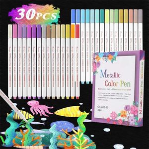 30 pçs / set color acrílico tinta marcador canetas definir permanente para cartão de vidro de pedra fazendo metal material de escola material 211104