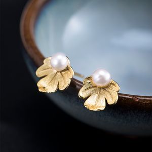 VLA 925 Silver Fashion Simple Pearl Maple Leaf Earrings Women's Personality Design Jewelry Valentine's Day Gift