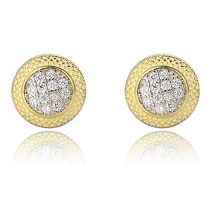 Gioielli per orecchio da donna in argento sterling 925 placcato oro giallo Bling CZ orecchini a bottone per ragazze donne bel regalo