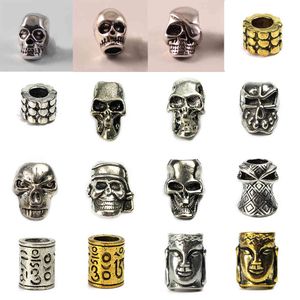 2Pcs New Metal Charms Skull for Paracord Bracelet Braided Parts Beads DIY Pendant Buckle Knife Lanyards Decoration