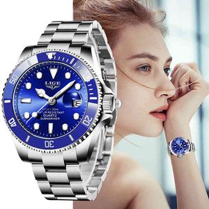 Lige Ladies腕時計ファッション女性クォーツ時計防水クラシックトップ高級ブランド女性ウォッチステンレス鋼腕時計210517