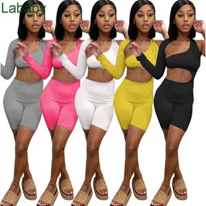 Women Jumpsuits Designer Summer Sexy Slim One Piece Shorts Solid Color Hollow Out Irregular Design Casual Rompers 646