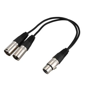 كابلات الصوت موصلات 3pin XLR أنثى جاك إلى ثنائي 2 الذكور التوصيل y الفاصل كابل محول 1 قدم الحبل