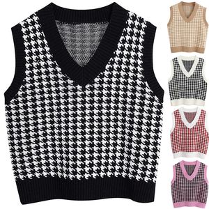 Women's Sweaters Tricote Vest Pull Vintage Side Vents Femme Gilet Chic