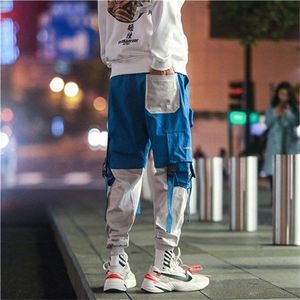 NEUE Heiße Seitentaschen Bleistift Hosen Herren Hip Hop Patchwork Cargo Zerrissene Jogginghose Jogger Hosen Männliche Mode Volle Länge Hosen X0615