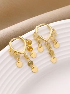 Hoop Huggie Orecchini pendenti rotondi con paillettes dorate in argento sterling 925 per le donne Regalo di accessori per gioielli in metallo per feste rock