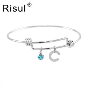 Fashion Stainless Steel Letter & Birthstone Charm Bracelets For Women BFF Friendship Bangles Pulseira Feminina Bangle