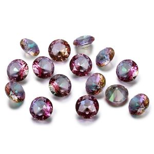 3-8 ct Round Cut Mysterious Rainbow Topaz Created Loose Gemstone Square Stones for Ring Jewelry DIY Gift Accessories 10 Pcs