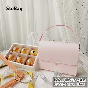 StoBag 5pcs Shoulder Bag Style Theme Party Celebrate Birthday Year Handmade Biscuite Gift Baking Candy Packaging Handle Box 210602