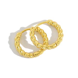 Hoop Huggie Orecchini in argento sterling S925 Orecchini minimalisti in lino ritorto Colore femminile Elegante orecchini a bottone placcati in oro