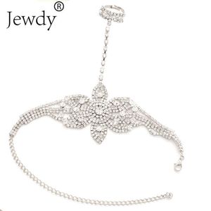 22 stilar Rhinestone Finger Ring Armband på hand Pulseras Mujer Bröllop Kristall Utskrift Bangles för Kvinnor Charm Smycken 2021 Q0719