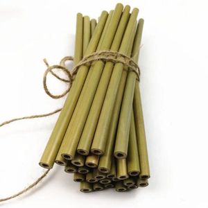 100% canudos de bambu naturais 20cm 7,8 polegadas Reusável Beber palha Eco-friendly Beverages escova de limpeza para casa festa casamento barware ferramentas