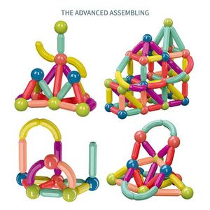 DIY Magnet Building Sticks Set, Stacking Geometry Magnetic Blocks, 3D Construction Sticks for Children and Toddlers Q0723