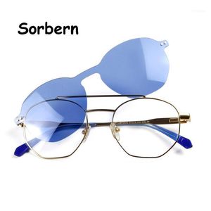 Sunglasses Trendy Men S Glasses Driving Round Polarized Men Alloy Vintage Shades For Women Magnetic Clip On Blue Tint1