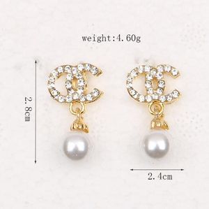 20styles Brand Designer Double Letter Stud Earrings Fashion Women Gold Plated Silver Plated Earring Geometric Annulus Diamond Earloop Womens Wedding Jewelry