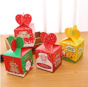 Julklapp packning låda santa claus tecknad mönster pack case äpple godis lagring paket lådor xmas party dekorativ prydnad