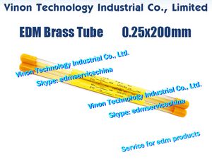 0.25x200mm Tubo de latão único canal (100 pçs / lote) EDM-peças, eletrodo de tubulação de bronze-edm dia único dia. = 0,25mm l = 200mm para perfuração de EDM de furo pequeno