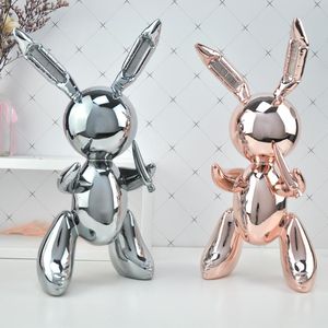 Desk & Table Clocks Balloon Art Figurine Craft Shiny Dog Statue Home Decoration Accessories Xmas Gift Resin H 27CM