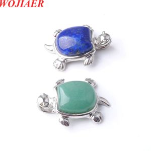 WOJIAER Natural Stone Turtle Tortoise Pendant Gem Beads DIY Men Jewelry Making Necklace Accessories BE909