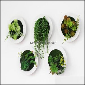 Dekorativa Blommor Kransar Festival Party Supplies GardenCreative 3D Artificial Subent Plants Hem Vägg Klistermärke Dekorationer Resin Flower Liv