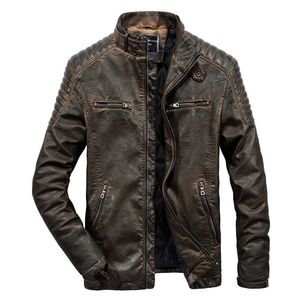 Läderjacka män hög kvalitet faux läderjacka mode motorcykeljacka män casual biker pu pow coat mens kläder 211009