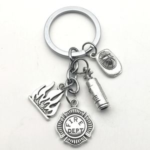 Nowa gaśnica płomień płomień brelok/strażak bohater Key Ring Pierście