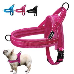 Nylon Reflective Pet Dog Harnesses Vest zachte flanellen Padded No Pull Strap harnas voor het Lopen Training Small Medium grote honden 210.729