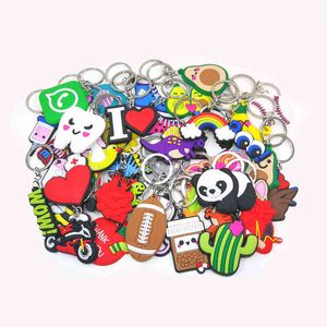 Mieszane 100 sztuk PVC Cute Cartoon Chain Zabawa anime Pierścionek Kobiety Mężczyźni Klucze Samochodowe Charms Brelok Moda Talizman Wyślij losowo