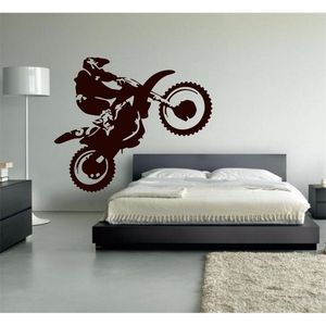 Motocross Decalcomania Della Parete Del Vinile Moto Moto Arte Della Parete Casa Decalcomanie Per Soggiorno Camera Da Letto Decorazione Dirt Bike Sport Poster A726 210615