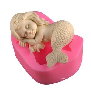 Pişirme Kalıpları 3D Hayvan Mum Kalıp Yapma DIY El Yapımı Alçı Mermaid Silikon Kalıpları Için Ev Dekorasyonu T2I52743