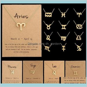 12 Constellation Zodiac Sign Birthday Mes Card For Women Girl Jewelry Myliy Collane I1Yqz