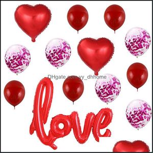 Andra evenemangsfestleveranser FESTICE HOME Garden Romantic Latex Balloons Heart Shaped Love Foil Balloon For Valentines Day Wedding Birthday