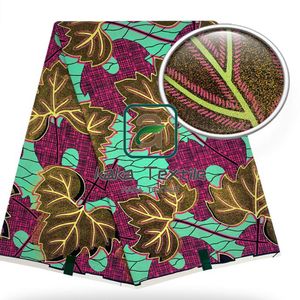 Afrikansk Grand Wax Fabric Glitter Ankara Kvalitet Mjuk Real Batik Bomull Material Sken Gyllene Stuff För Sömnad Party Dress