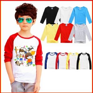 Personalizzato Baby Boys T-shirt manica lunga Stampa solida per bambini Tees Shirt Autunno 100% Cotton Girl Top Personalizzato T Shirt 210413