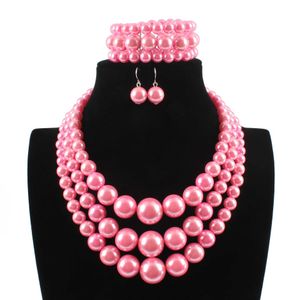 Good Quality Trendy Bead Punk Fashion Shining Royal Bib Collar Choker full av simulerad pärlhalsband maxi lyx