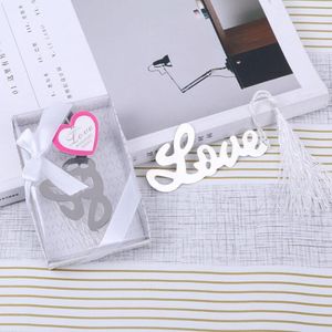 Metal Love Bookmarks Marker Marker Tassel Favores Presente de Aniversário de Natal com Box Festa de Casamento Fontes