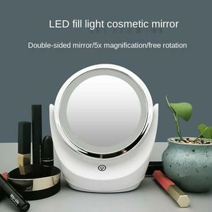 Speglar LED Fill Light Makeup Mirror With Table Beauty 360-graders roterande dubbelsidig